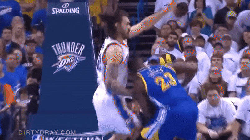 draymond green kicks stephen adams in the nuts