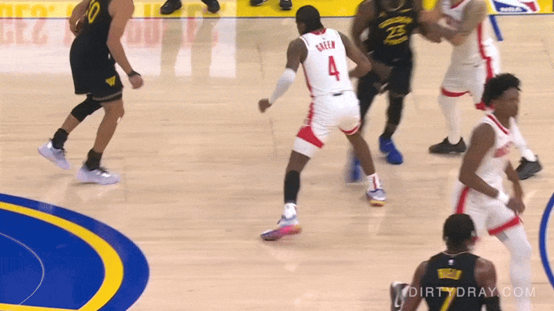 draymond green throws jalen green to the ground