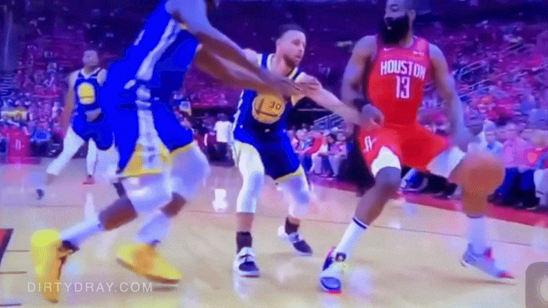 draymond green pokes james harden in the eye